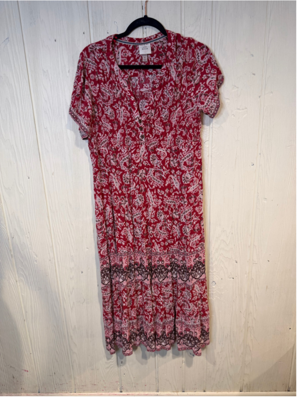 Women's Knox Rose Midi Dress XL Red White Paisley Print
